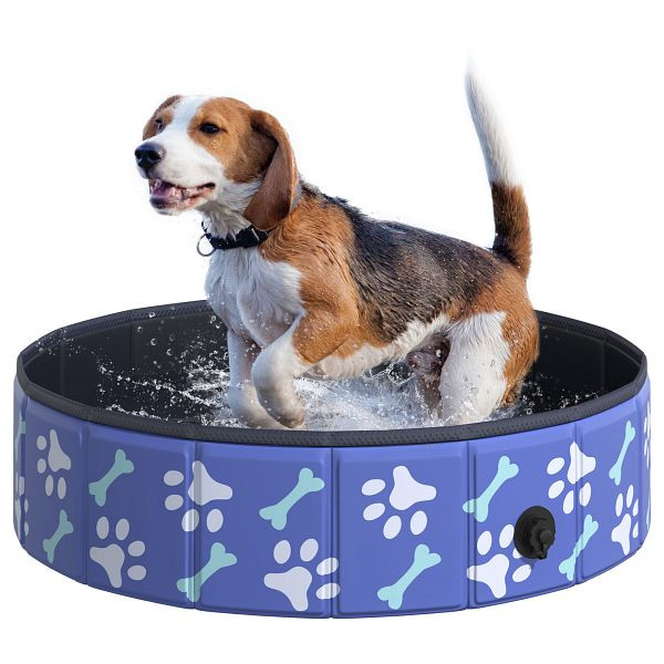 PawHut Hundepool Faltbar Planschbecken für Hunde bis 25 kg Ø80 x 20 cm Rutschfest Hundebadewanne Swimmingpool, D01-031