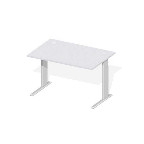 Deskin Schreibtisch Comfort M MULTI M, Dekor lichtgrau, Gestell Alusilber, B 1200 x T 800 x H 640 - 820 mm, 219674