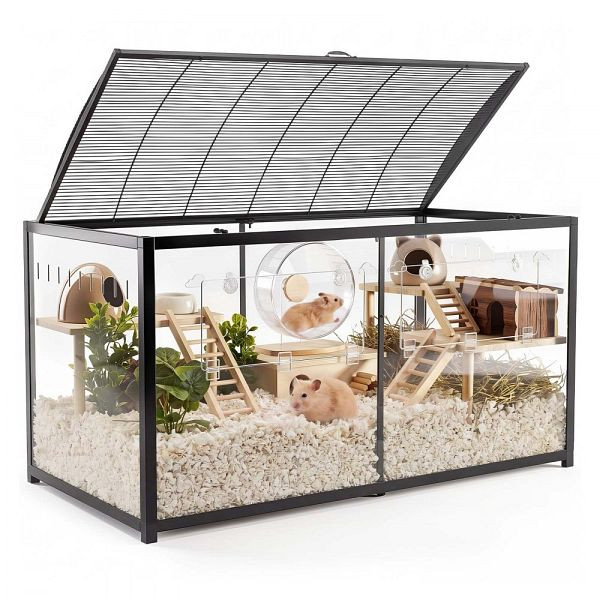 VEVOR Hamsterkäfig/Nagerkäfig 1200x600x645 mm, 360°-Sicht, Zugang oben & Fronttür, 3-seitige Belüftung, JSCSLHSFDD45N8HS8001V0