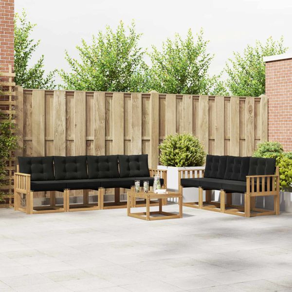 vidaXL Outdoor-Sofagarnitur mit Kissen 8-teilig Weiß und Schwarz, 3389282