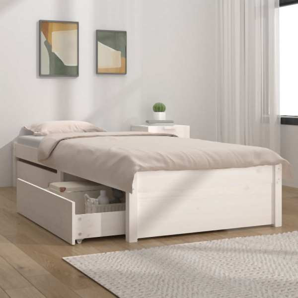 vidaXL Bett mit Schubladen Weiß 90x200 cm, 3103464, 8720287011606