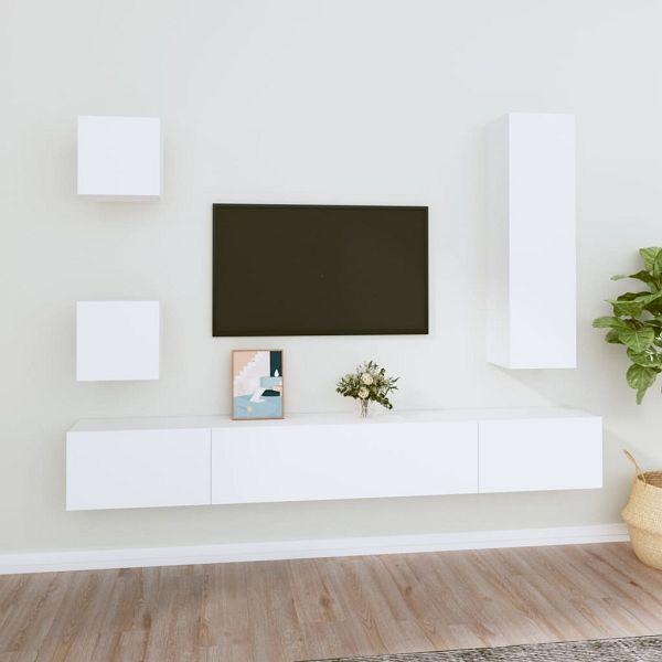 vidaXL 5-teilig TV-Schrank-Set Weiß Holzwerkstoff, 3114446