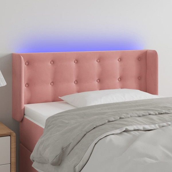 vidaXL LED Kopfteil Rosa 103x16x78/88 cm Samt, Polyester, 3123717