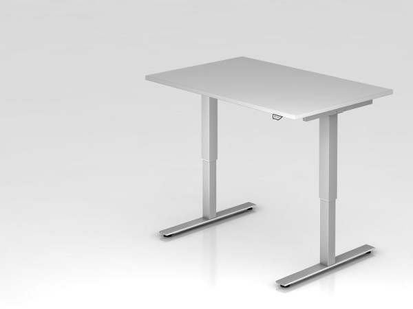 Hammerbacher Sitz-Steh-Schreibtisch elektrisch 120x80cm Grau, Arbeitshöhe 73 - 119 cm, VXMST12/5/S