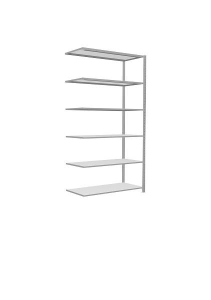 Schulte Anbauregal, Steckregal MULTIplus150, 2500 x 1300 x 600 mm, 6 Fachböden, Kreuzstrebe, RAL 7035 lichtgrau, 32666-130