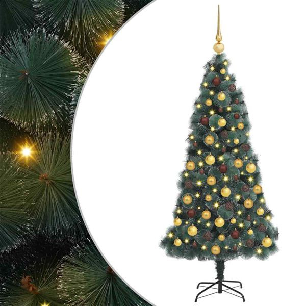 vidaXL Künstlicher vorbeleuchteter Weihnachtsbaum mit Kugel-Set 240 cm, 3396187