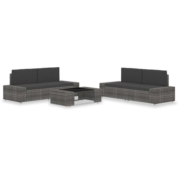 vidaXL 5-tlg. Garten-Lounge-Set Poly Rattan Grau, 3054599