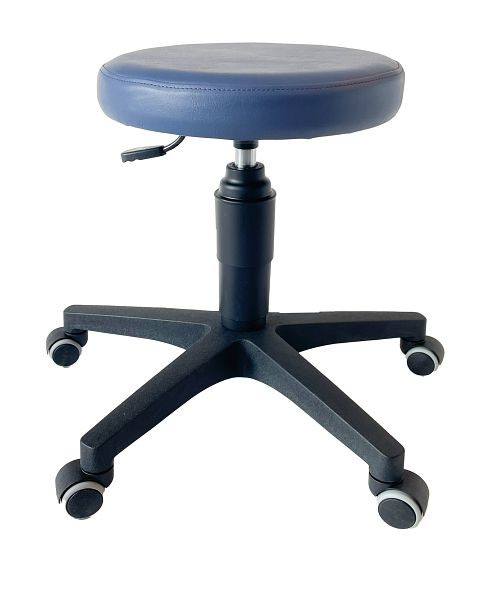 ultraMEDIC Rollhocker ultraSWIVEL6 Sitzhöhe 39 - 52 cm, Sitzdurchmesser 35 cm, Kunstlederbezug Mittelblau, SAN-1500-MBL