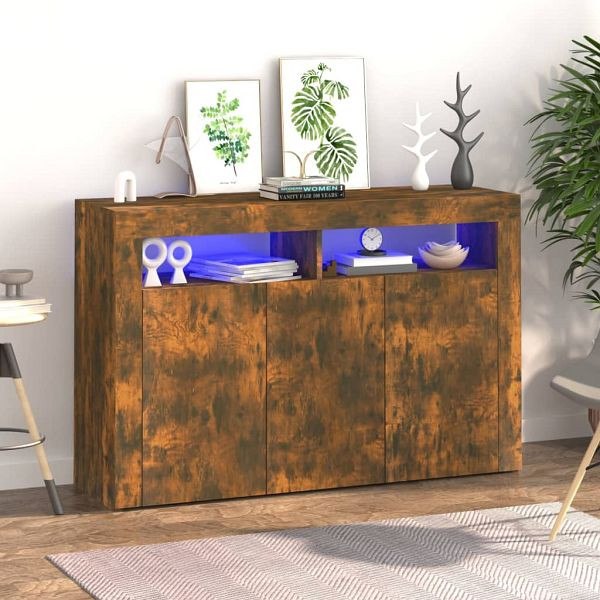 vidaXL Sideboard mit LED-Beleuchtung Räuchereiche 115,5x30x75 cm, 815732