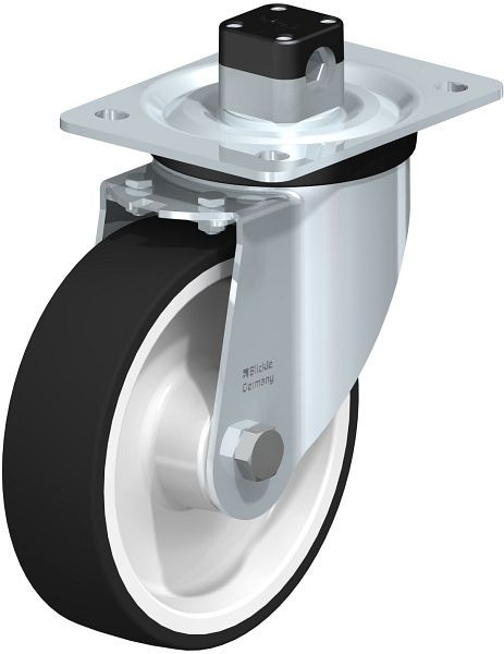 Blickle L-POTH 160G-CS11 Stahlblech-Lenkrolle, mittelschwere Ausführung, mit Anschraubplatte & Zentralfeststeller, Thermoplastisches Polyurethan, 852289