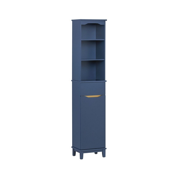 SoBuy Badezimmerhochschrank mit einer Schublade Blau 35x30x170cm, Modern, BZR112-B