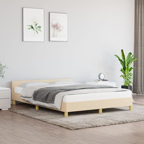 vidaXL Bettgestell mit Kopfteil Creme 140x200 cm Stoff, 347420