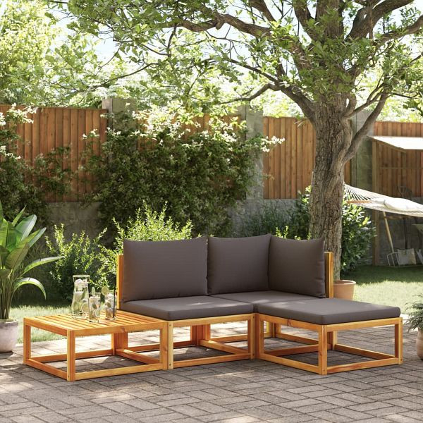 vidaXL 4-teilig Garten-Sofagarnitur mit Kissen Massivholz Akazie, 3278893