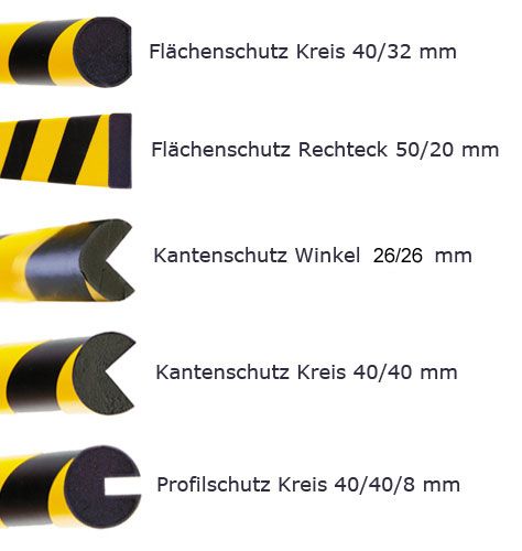 Prallschutz, 5 m Länge Kantenschutz, schwarz gelb - Prallschutz