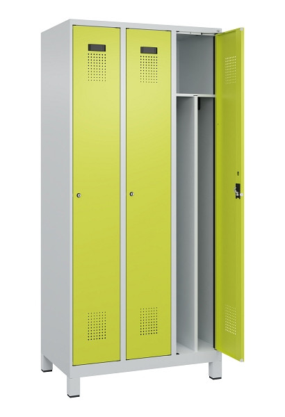 C+P Spind Evolo PLUS, mit Füßen, 3 Abteile, 1950x900x500mm, 7035/0024, Verschluss Zylinderschloss, 049010-30F S10042
