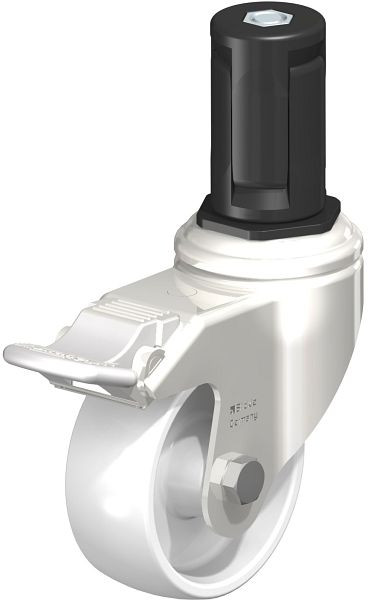 Blickle LKRXA-PO 80G-11-FI-EXR15 Edelstahl-Apparate-Lenkrolle mit Expander & Feststeller, Polyamid, Weiß, 853532