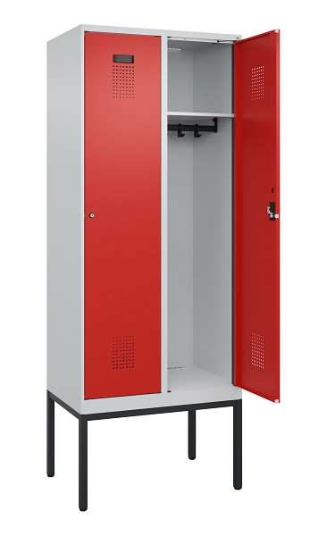 C+P Spind Evolo PLUS, Gestell, 2 Abteile, 2120x800x500mm, 7035/3020, Verschluss Zylinderschloss, Ablageböden 2, 0490307-22 S10032
