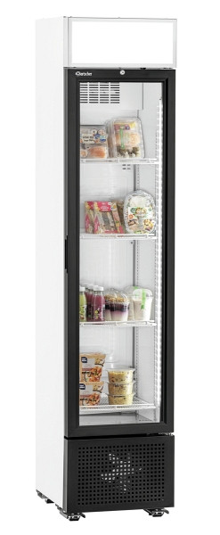 Bartscher Glastürenkühlschrank GTK1-123, mit beleuchtetem Werbedisplay, 700836