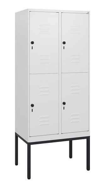 C+P Doppelstöckiger Spind Classic PLUS, Gestell, 2 Abteile, 1950x800x500mm, 9016/9016, Drehriegel, 0803305-22 S10014