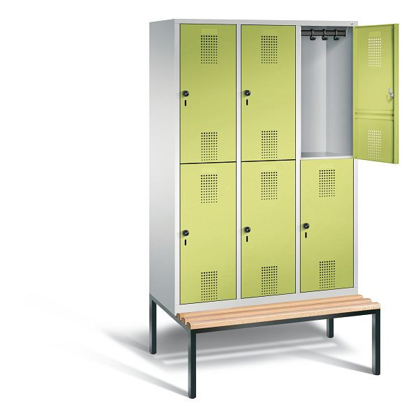 C+P Spind doppelstöckig Evolo, H2090xB1200xT815mm, Farbe: Lichtgrau / Viridingrün, 48350-32 S10193