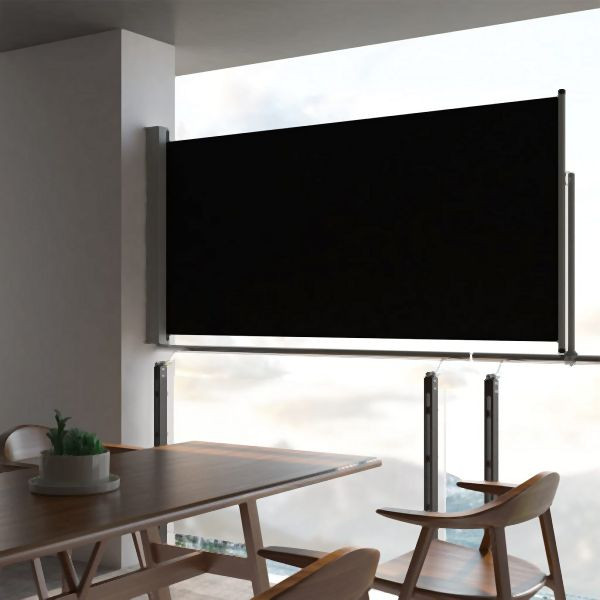 vidaXL Ausziehbare Seitenmarkise 120x300 cm Schwarz, 45187