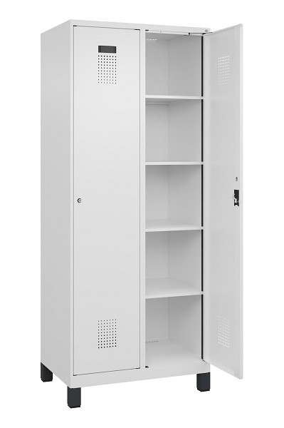 C+P Wäsche-Spind Evolo PLUS, mit Füßen, 2 Abteile, 1950x800x500mm, 9016/9016, Verschluss Zylinderschloss, Ablageböden 8, 049010-22B S10047