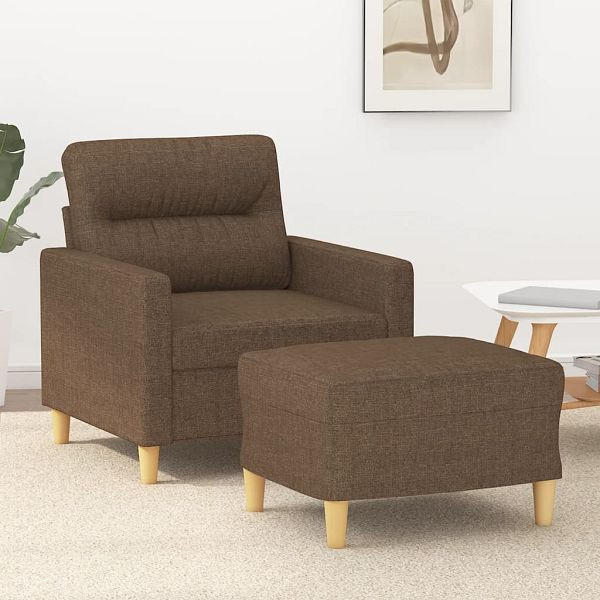 vidaXL Sessel mit Hocker Braun 60 cm Stoff, 3201068, 8721012060357