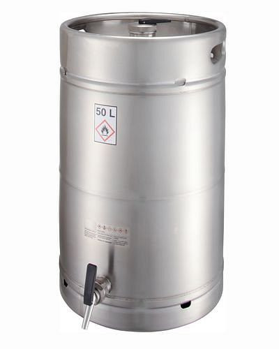 DENIOS Sicherheitsstandgefäß, Edelstahl, mit Zapfhahn 3/4", 50 Liter Volumen, 117349