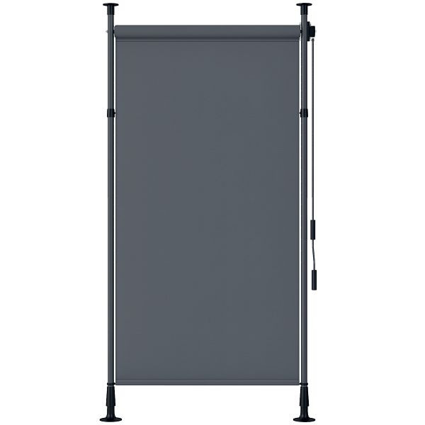 Outsunny Freistehende Markise, verstellbare Länge, Montage ohne Bohren, Aluminiumrahmen, 1,5 x 2,2-3,1 m, Dunkelgrau, 840-261V01CG