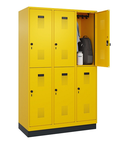 C+P Doppelstöckiger Spind Evolo PLUS, mit Sockel, 6 Fächer, 1950x1200x500mm, 102, Drehriegel, 049320-32 S10022