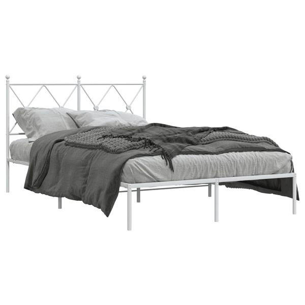 vidaXL Bettgestell mit Kopfteil Metall Weiß 120x200 cm, 376549