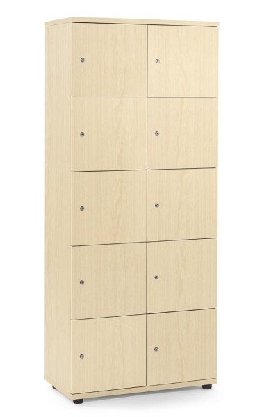 Deskin Schließfachschrank OFFICE-LINE mit 10 Fächern, Korpus und Türen Dekor Ahorn, H 1890 x B 800 x T 420 mm, Zylinderschlösser, 290071