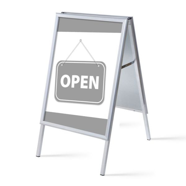 Showdown Displays Kundenstopper A1 Komplettset Geöffnet Grau Englisch, ZPA1G32MEI215