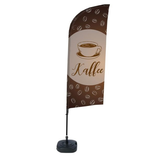 Showdown Displays Beachflag Alu Wind Komplett-Set Kaffee Deutsch, BFAW310-WT21-I133