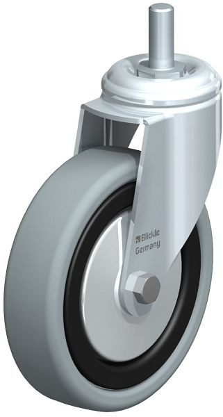 Blickle LKRA-VPA 126K-FA-GS12 Apparate-Lenkrolle mit Gewindestift, Vollgummi, Grau, 308387