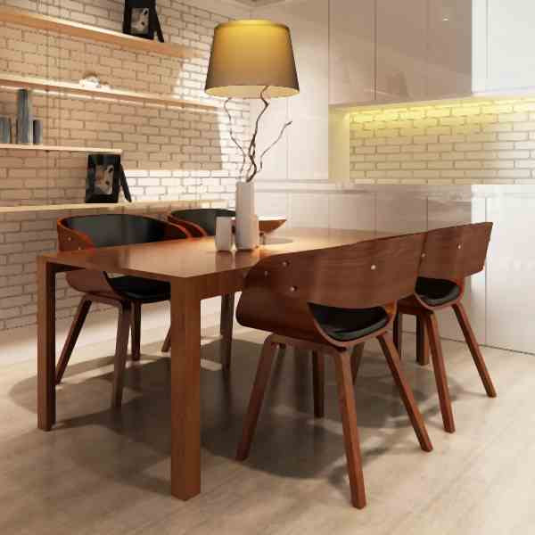 vidaXL Esszimmerstühle 4 Stück Braun Bugholz und Kunstleder, 270044