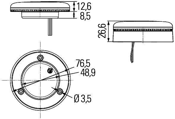 HELLA Innenraumleuchte, HighPower SpotLED CELIS red, LED, 5V, LED, Einbau/Schraubanschluss, Lichtscheibenfarbe: glasklar, Innenraum, weiß, 2JA 344 599-301