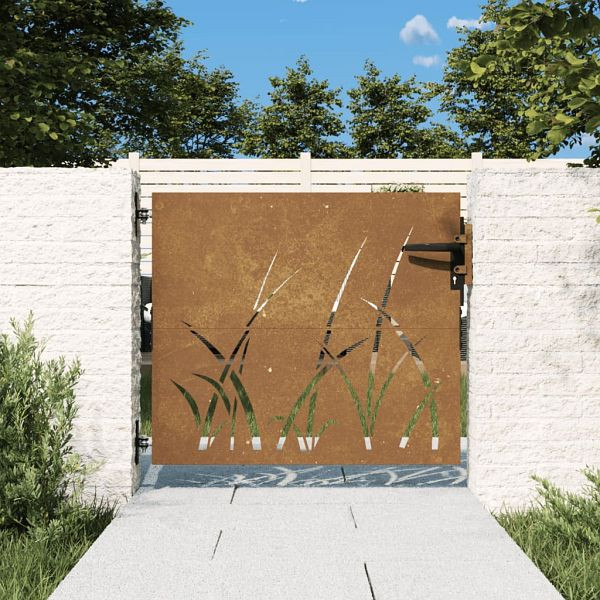 vidaXL Gartentor 85x100 cm Cortenstahl Gras-Design, 153221
