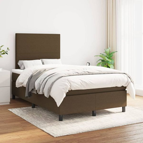 vidaXL Boxspringbett mit Matratze Dunkelbraun 120x200 cm Stoff, 3141604