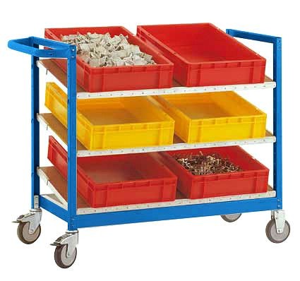 Manuflex Eurokastenwagen VARIMOBIL 250 kg mit Holzböden, HxBxT = 950 x 970 x 600 mm, brillantblau, TV3372.5007