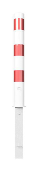Schake Absperrpfosten Typ 493FB herausnehmbar, Ø 108mm, mit Dreikantverschluss, feuerverzinkt, weiß mit rot reflektierenden Streifen, mit 1 Öse, 493FB+1