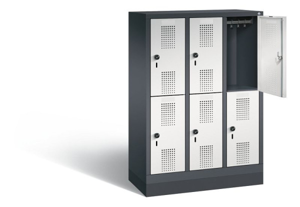 C+P Kindergarten-Spind doppelstöckig Evolo, H1300xB900xT300mm, Farbe: Schwarzgrau / Lichtgrau, 483203-30 S10070