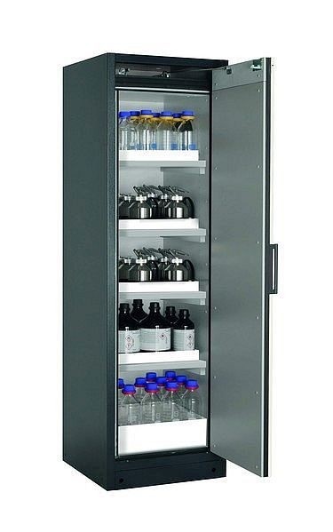 asecos Sicherheitsschrank Q-CLASSIC-90, Q90.195.060.R in Silber mit 4x Wannenboden Standard (Polypropylen), 30073-049-33418