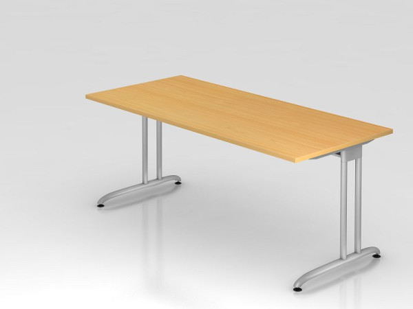 Hammerbacher Schreibtisch C-Fuß 180x80cm Buche, horizontale Kabelwanne, Arbeitshöhe 72 cm, VBS19/6/S