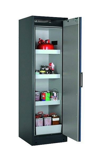 asecos Sicherheitsschrank Q-CLASSIC-90, Q90.195.060.R in enzianblau RAL 5010 mit 3x Wannenboden Standard (Stahlblech), 30073-047-33411