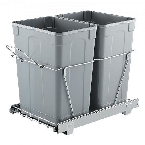VEVOR ausziehbarer doppelter Mülleimer (2x35 Qt), unter Spüle, mit Vollauszug-Schiebesystem & Griff für Küchenschränke, CFLJTDTHSST72Y497V0