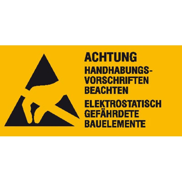 Stein HGS Elektrokennzeichnung/Warnkombischild, ACHTUNG Handhabungsvorschriften beachten, 52 x 26 mm / 9er-Bogen, 30.2054