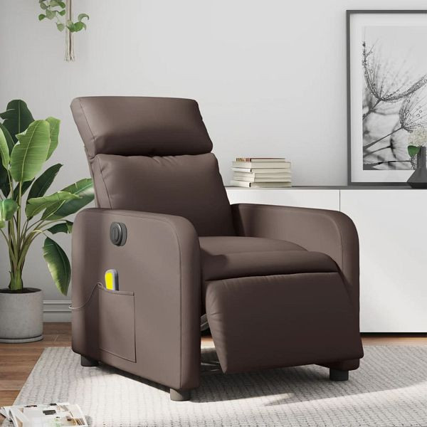 vidaXL Massagesessel Elektrisch Braun Kunstleder, 3206744