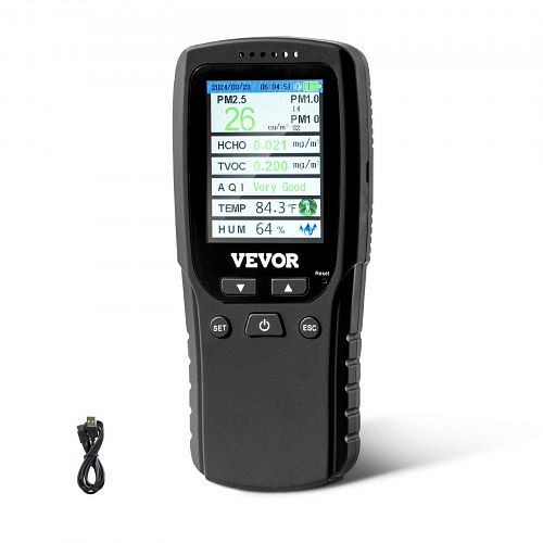 VEVOR Luftqualitätsmonitor 8-IN-1, professioneller Partikelzähler PM2,5 PM10 PM1,0, TVOC AQI-Tester für Innen/Außen, PXSKQZLCSYSC2JRSJV9