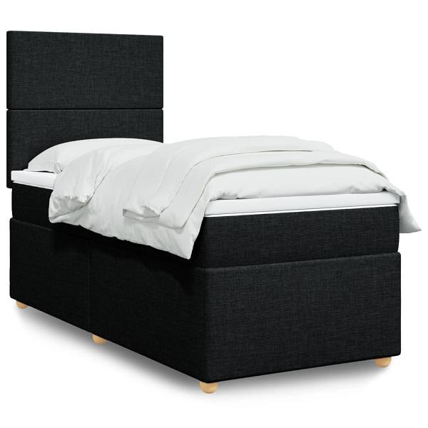 vidaXL Boxspringbett mit Matratze Schwarz 80x200 cm Stoff, 3293402